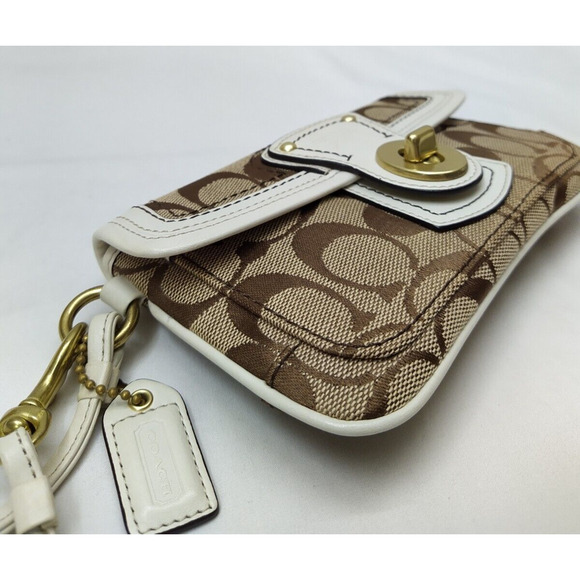 Coach Gigi Signature Brown Canvas Turnlock 65th Ann. Wristlet - Coin Wallet - Picture 7 of 13